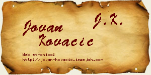 Jovan Kovačić vizit kartica